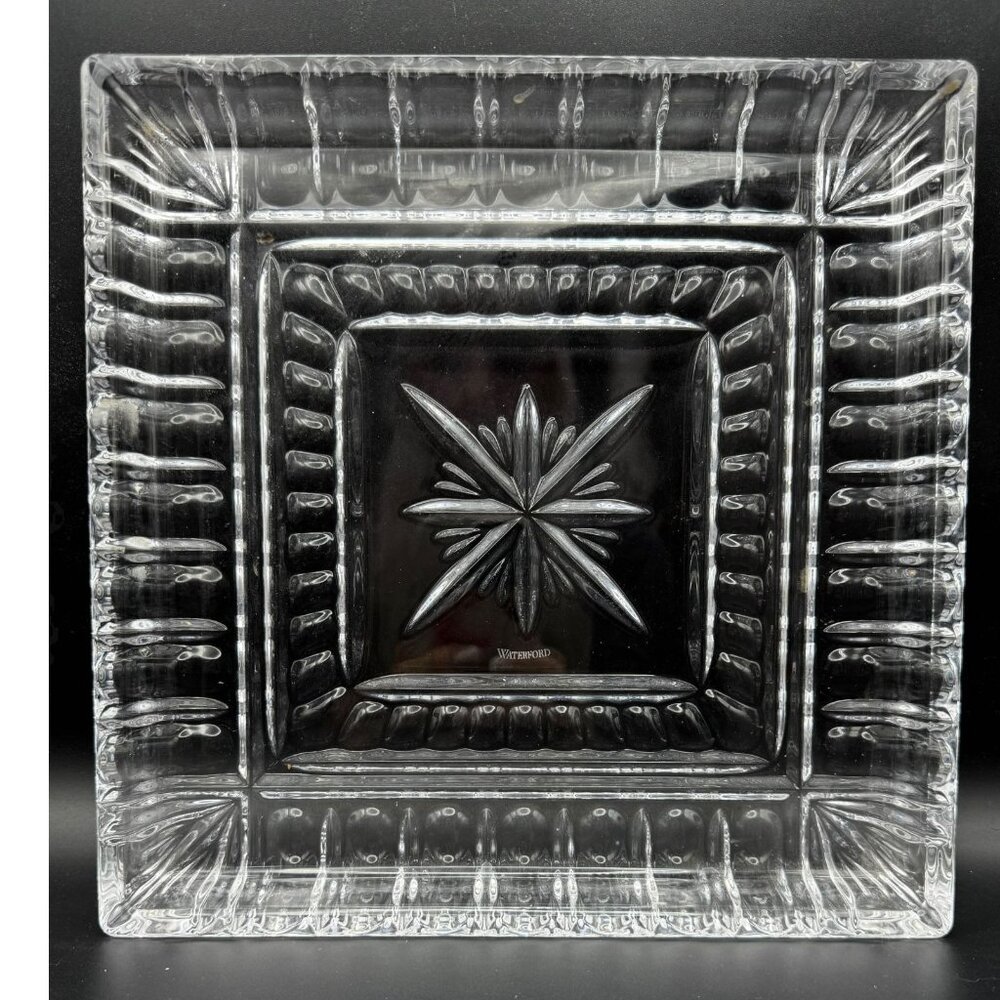 Vintage Waterford Crystal O'Connell Star Cut Square Vide Poche Tray Platter 10"